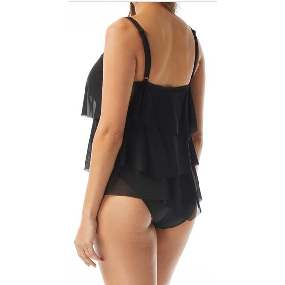 Coco Reef Black Flourish Tier Mesh UW Tankini Top 36C NWT - Picture 2 of 3